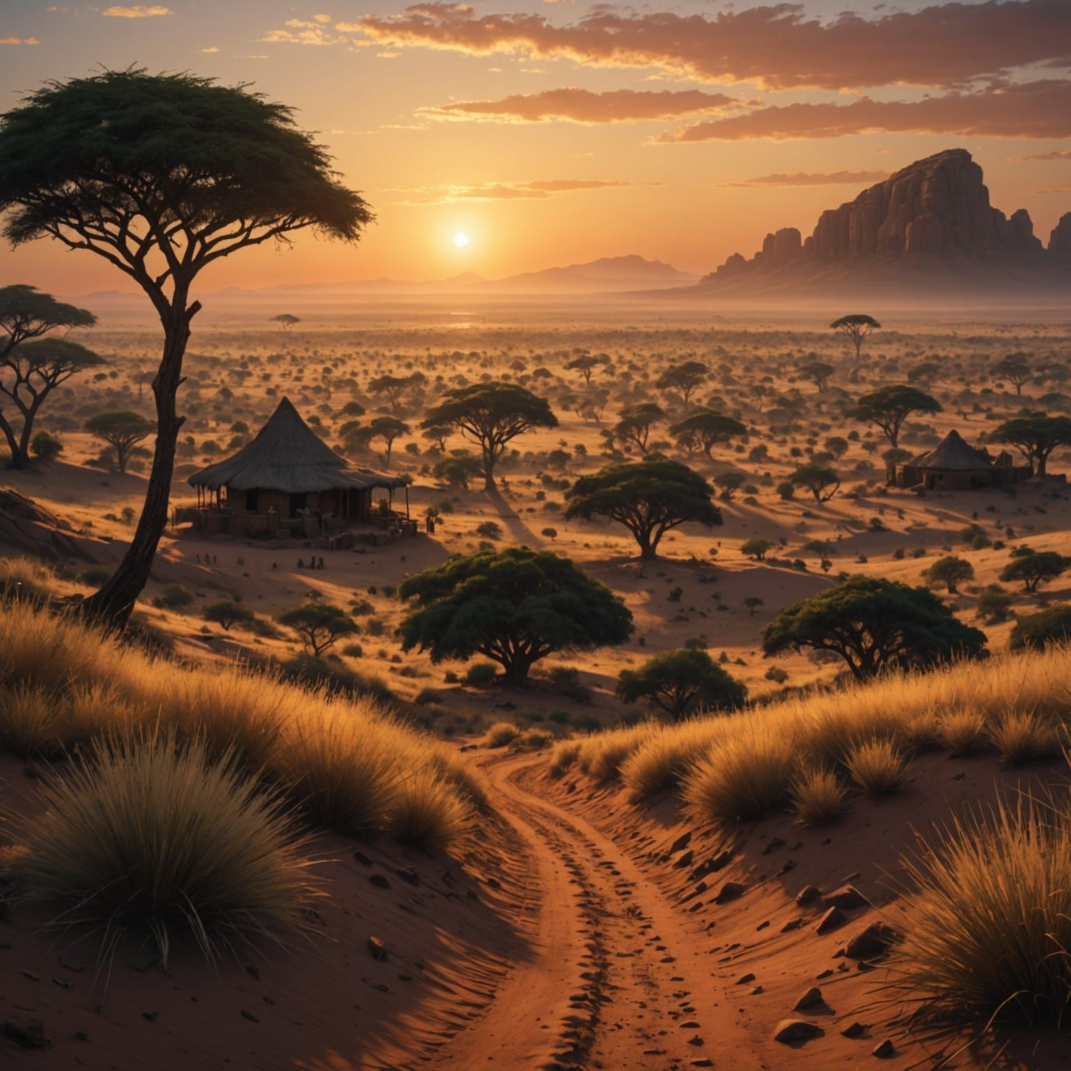 Epic Sunset Landscape in Maximalist Digital Style