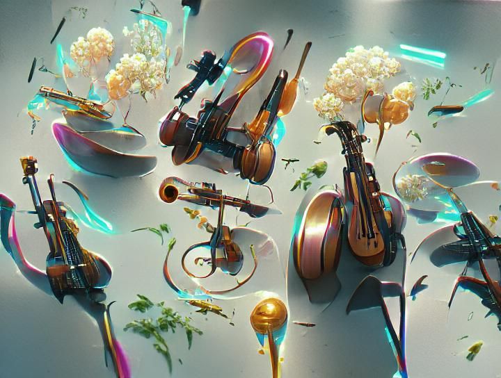 Orchestra with Colorful Vector Field Visualization