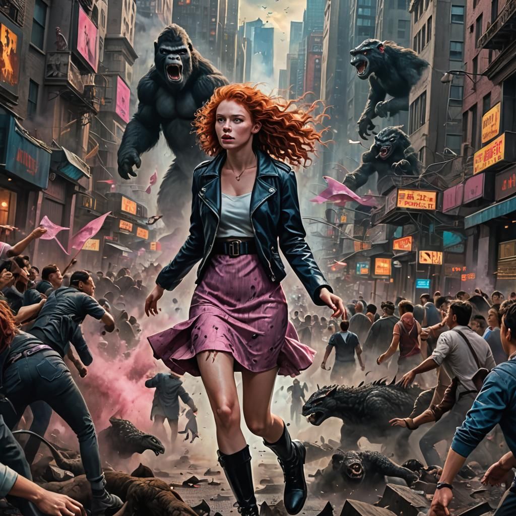 Giant Woman Enters City Like King Kong