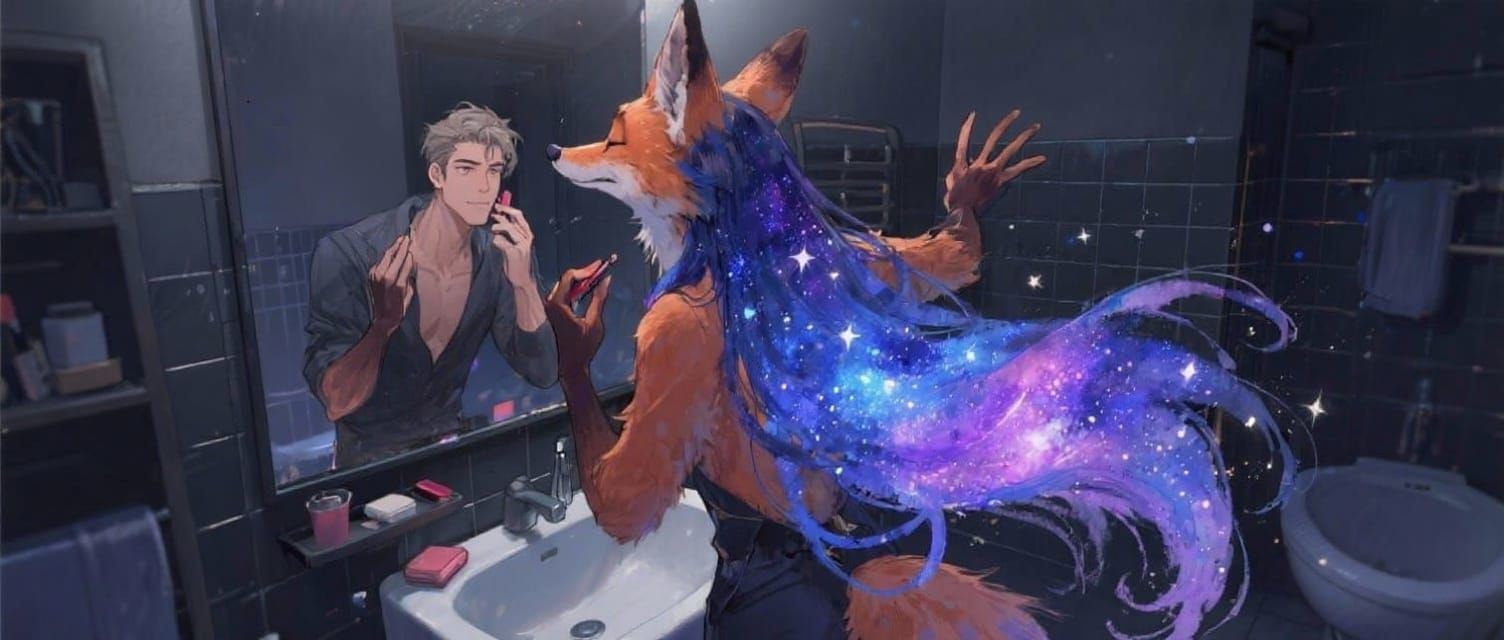 Man in Mirror Without Fox Reflection