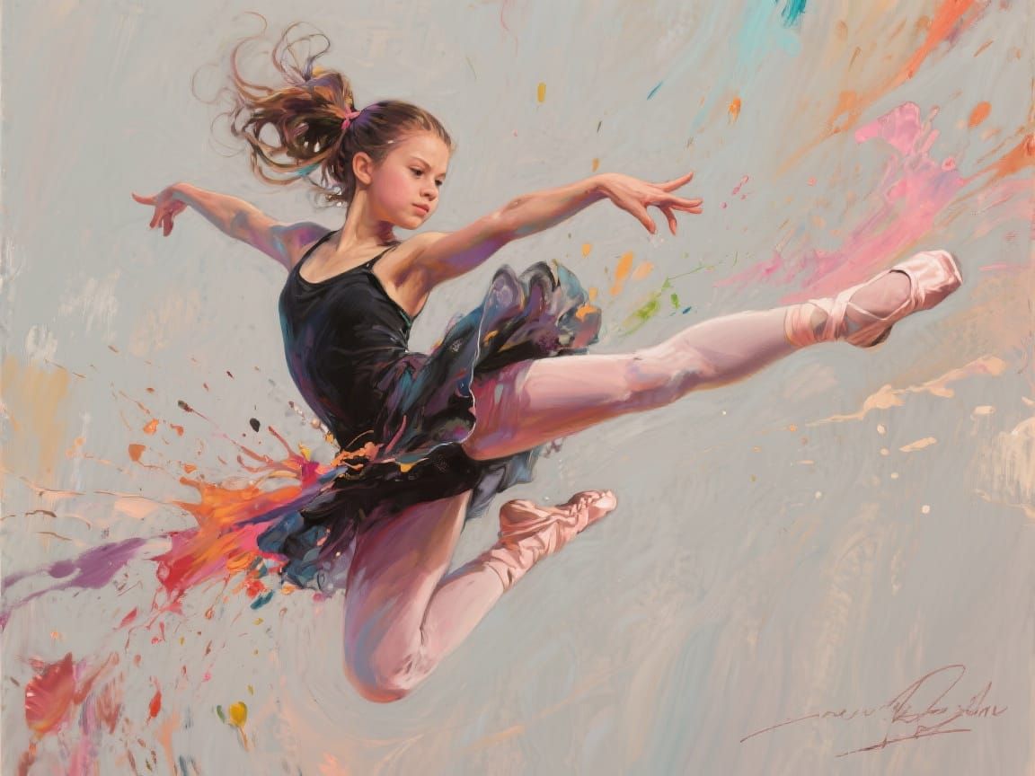 Airbrush Art of a Feisty Dancer in Impasto Style