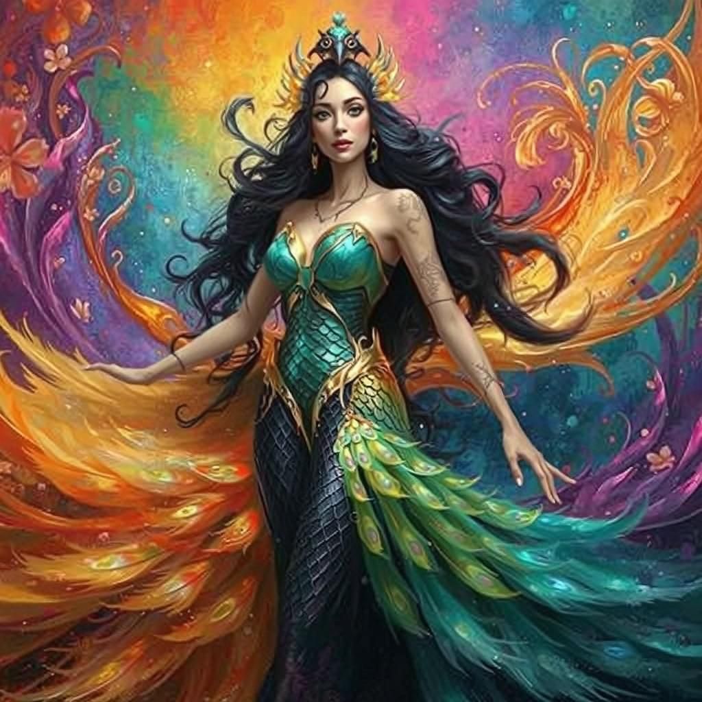 Dragon Woman in Abstract Expressionist Fantasy Style