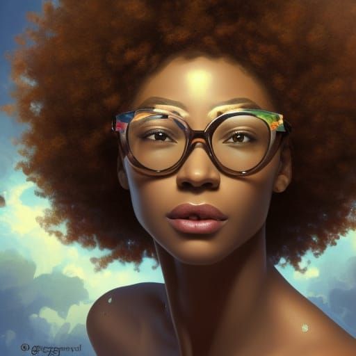 Beautiful African Woman Painting: Hyperdetailed Portrait