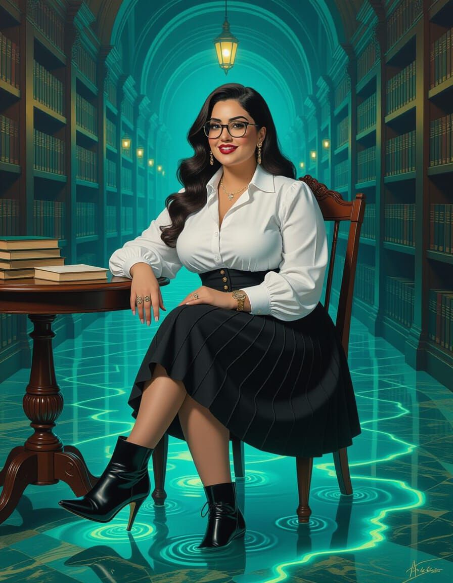 Surreal Melting Portrait of Egyptian Woman in Bioluminescent...