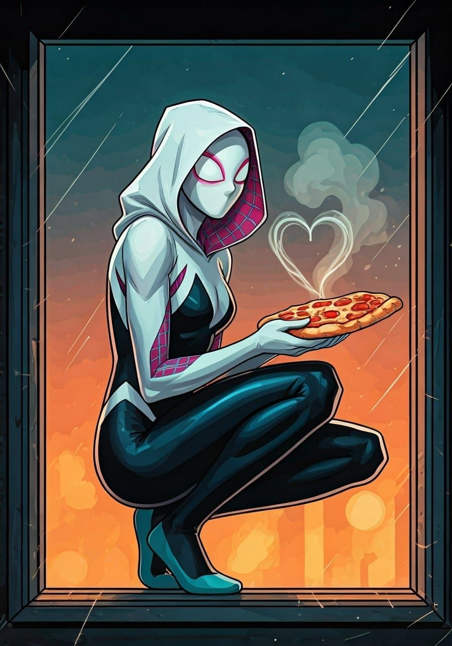 Spider-Gwen Offers Pizza, Graphic Novel Art