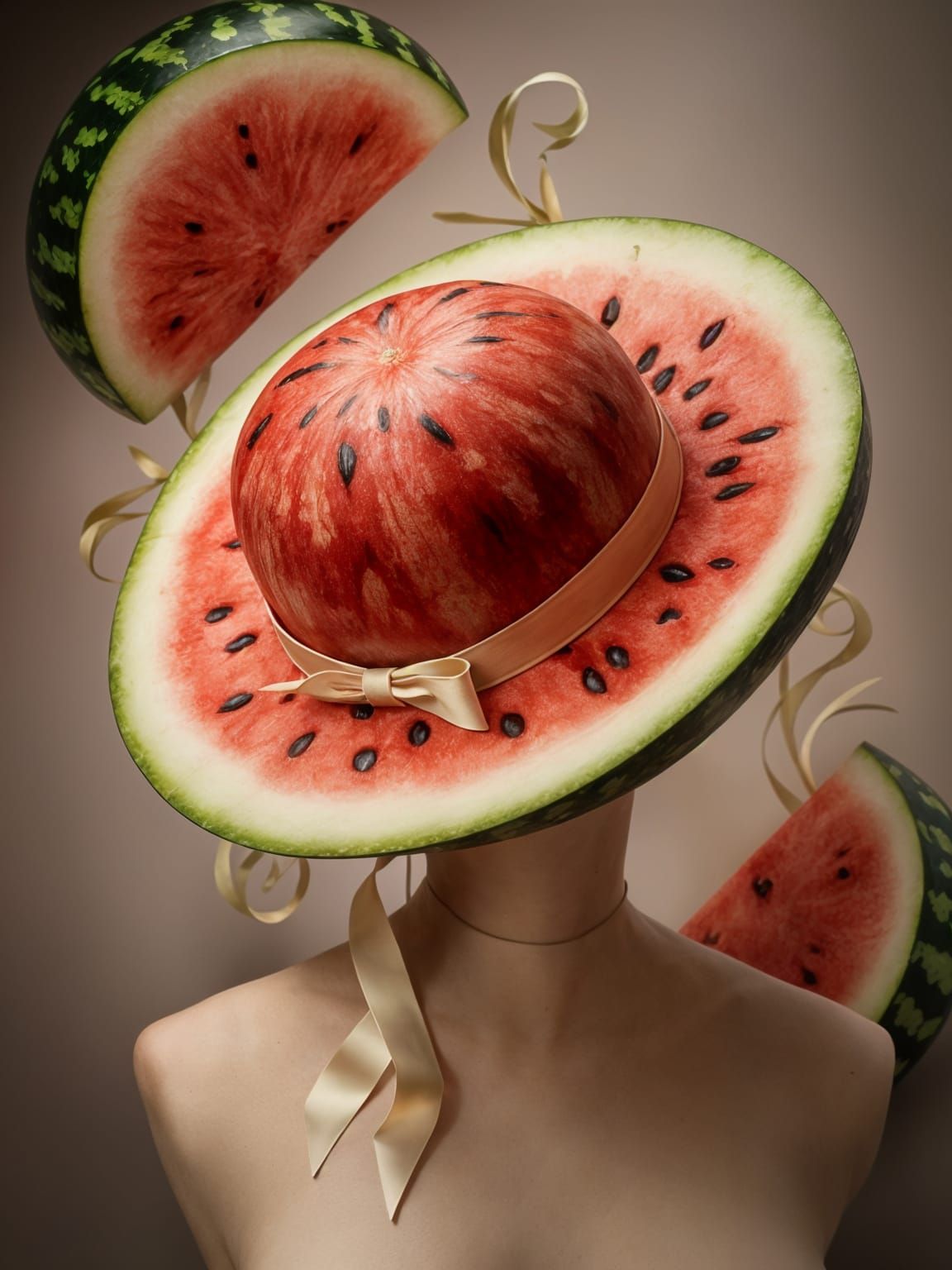 Watermelon Hat: Ultra-Detailed Photorealistic Illustration