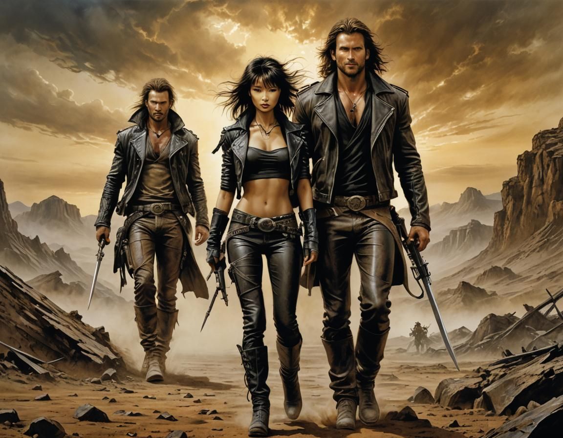 Wasteland Raiders: A Dark Fantasy Illustration