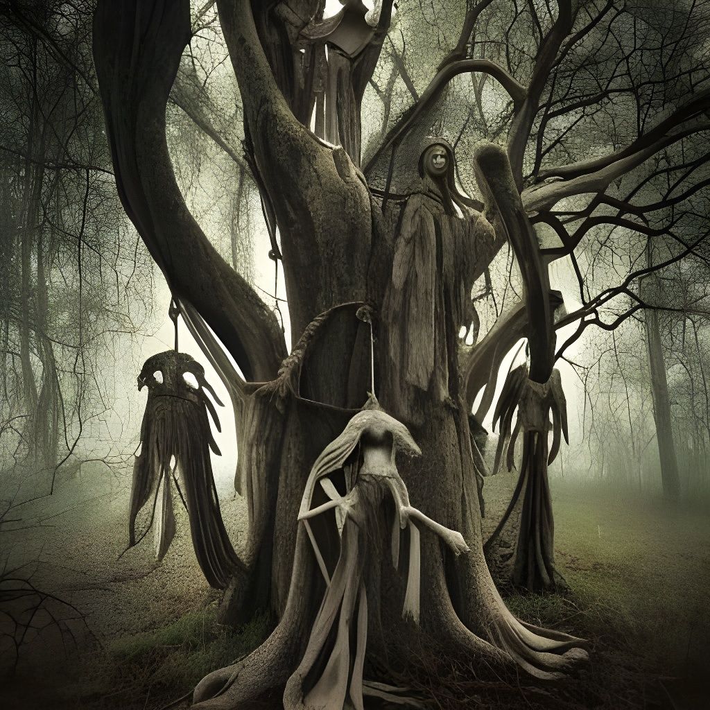 Spooky Forest Portal with Abandoned Dolls