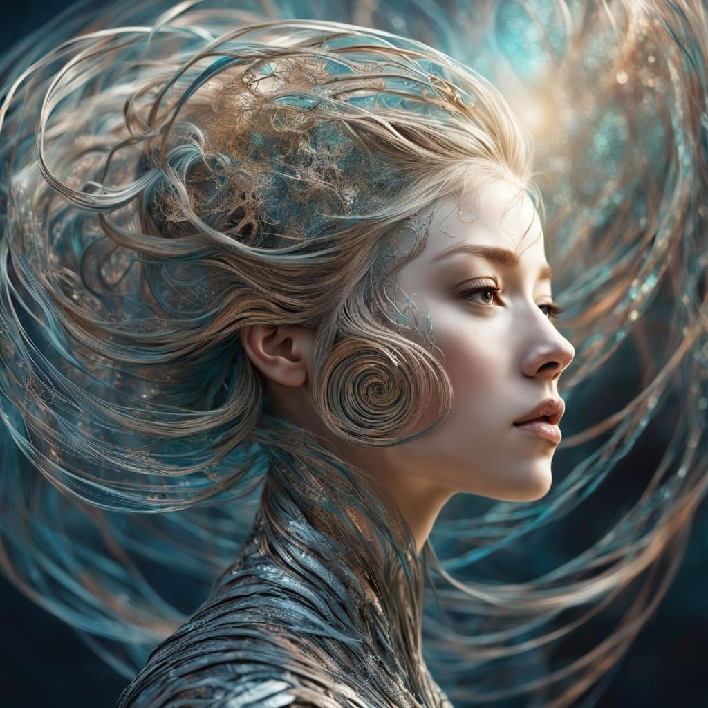 Surreal Hair Sculpture: Intricate Geometric Art