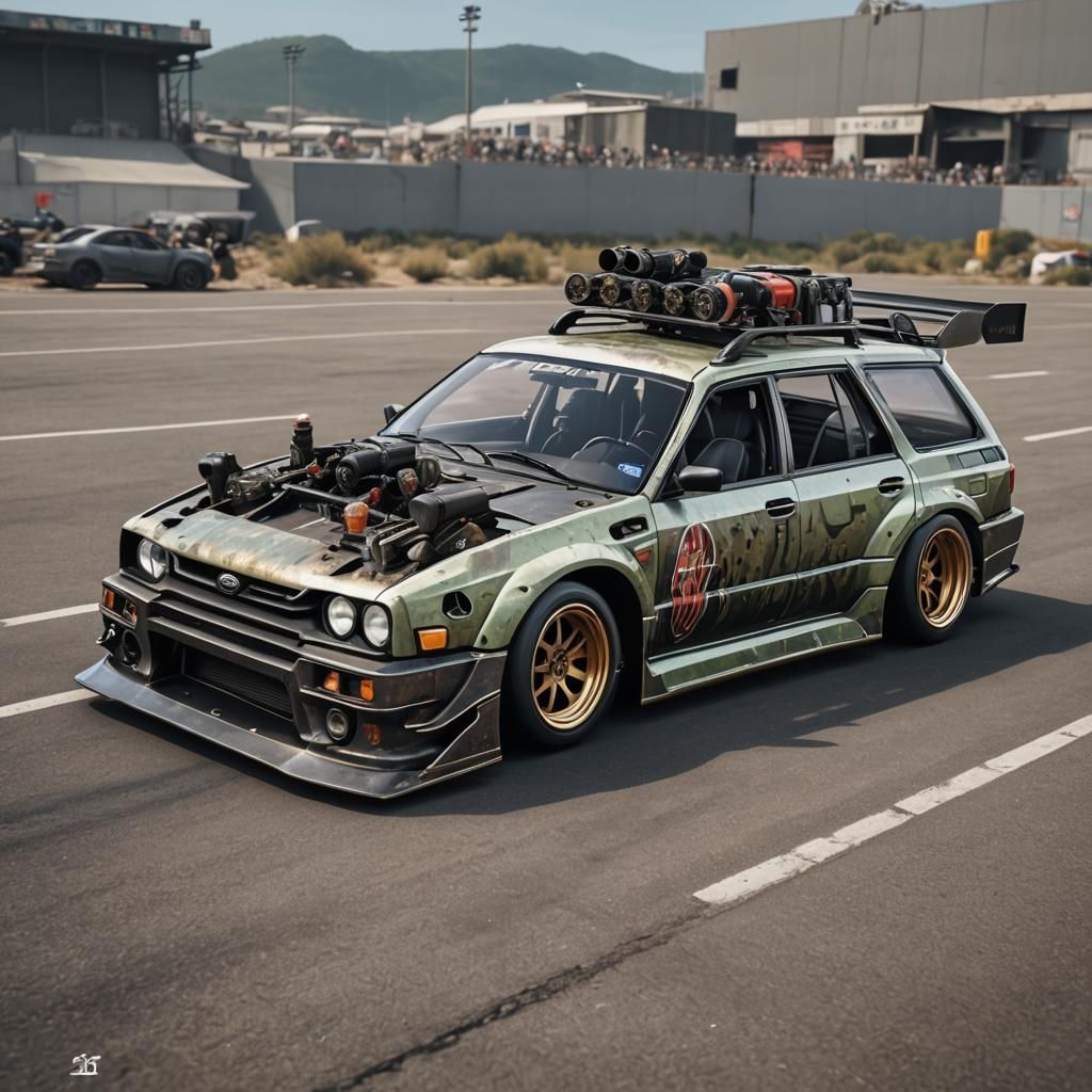 Armored Mecha Subaru Impreza Rat Rod, Anime Art