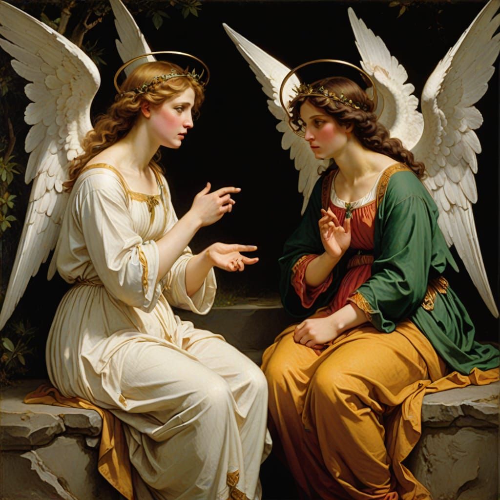 Angels in Deep Discussion, in a Baroque Style