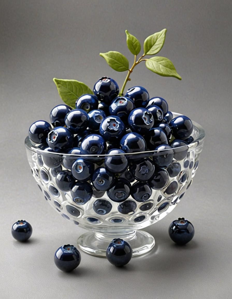 Blown Glass Blueberry Food Sculpture