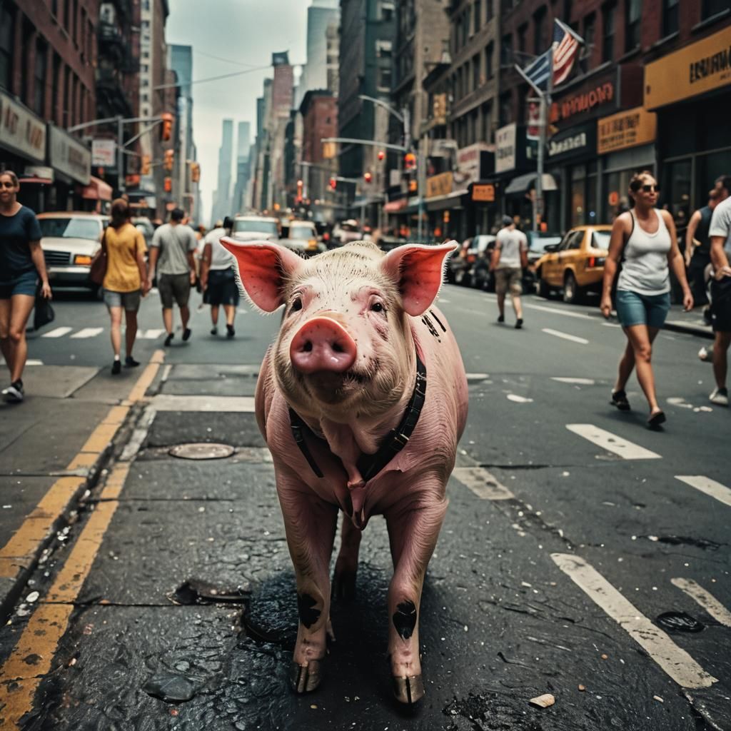 Detailed New York City Scene with Bikini Model