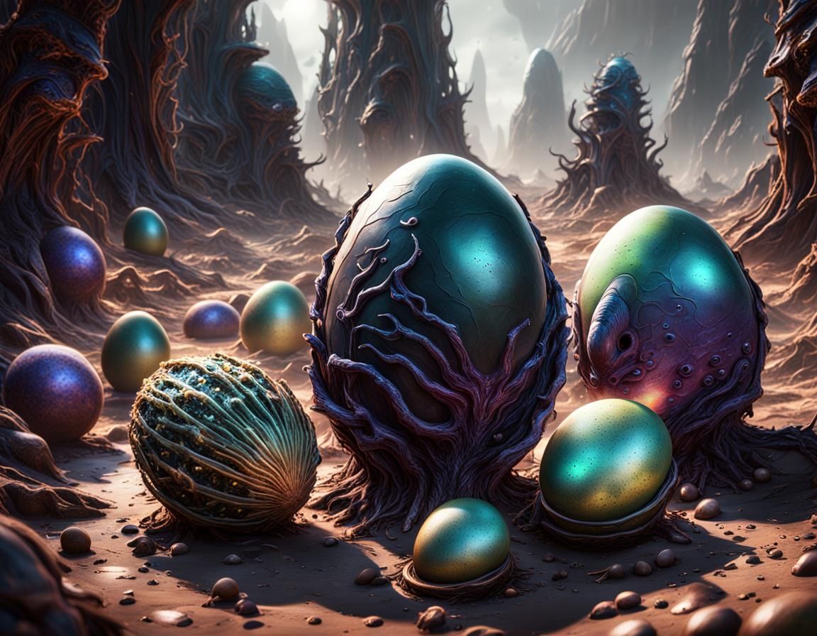 Alien Eggs in a Fantastical Landscape
