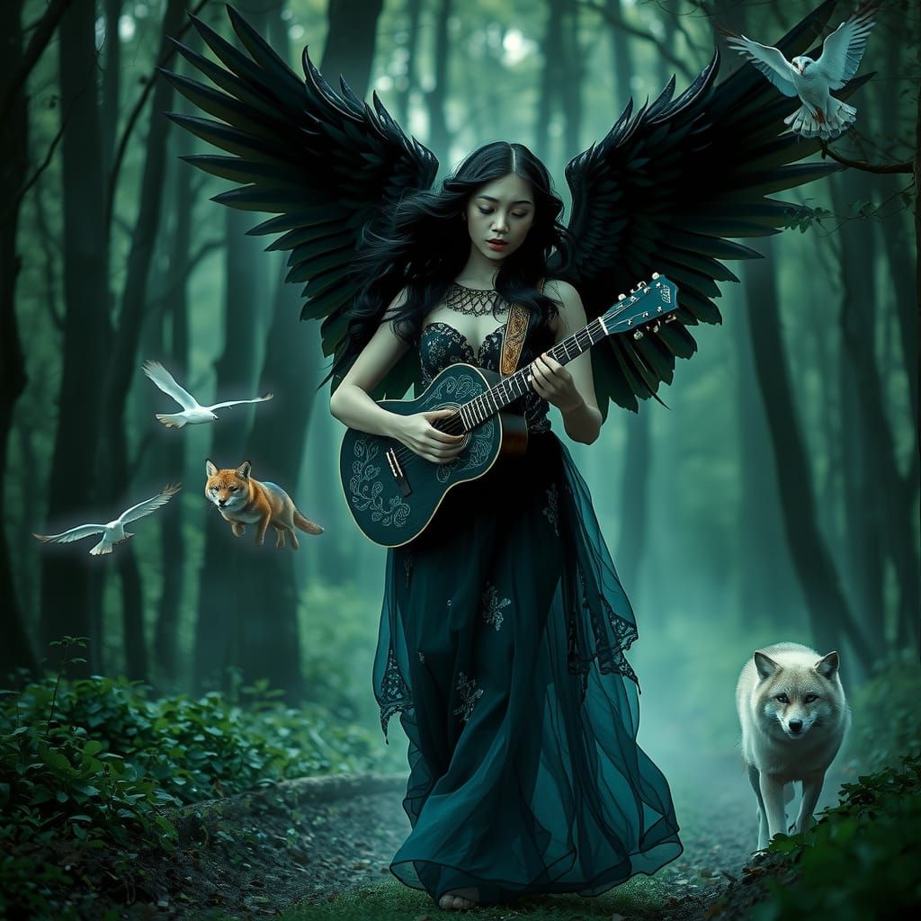 Enchanted Woodland Siren in Ethereal Hues