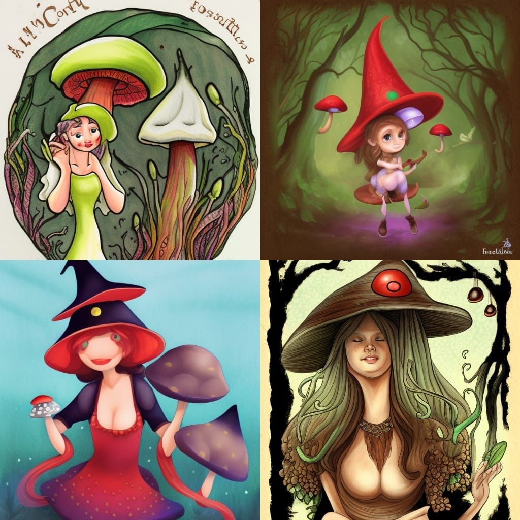 Enchanting Mushroom Witch in a Whimsical Forest
