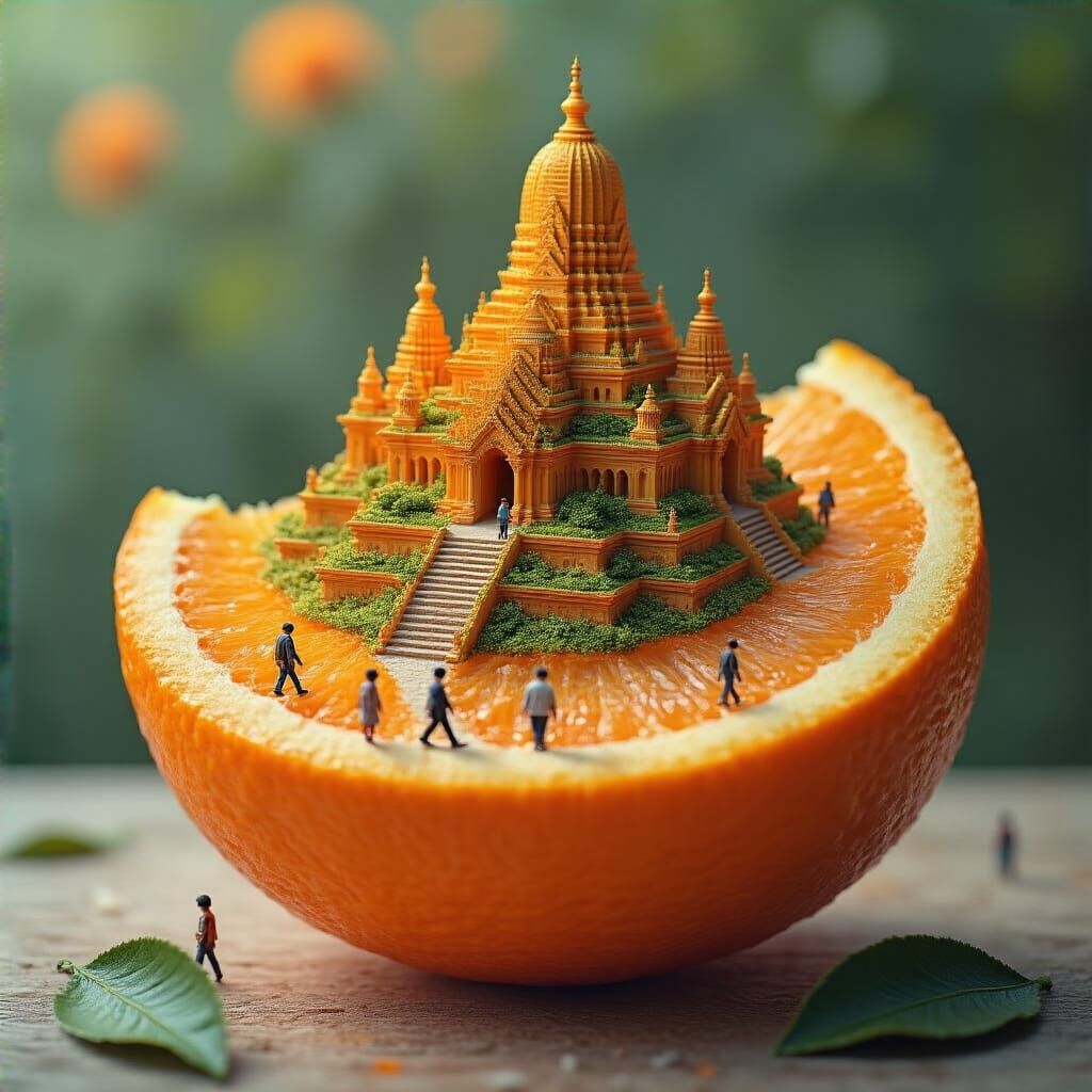 Temple City Emerges from Orange in Surreal Scene