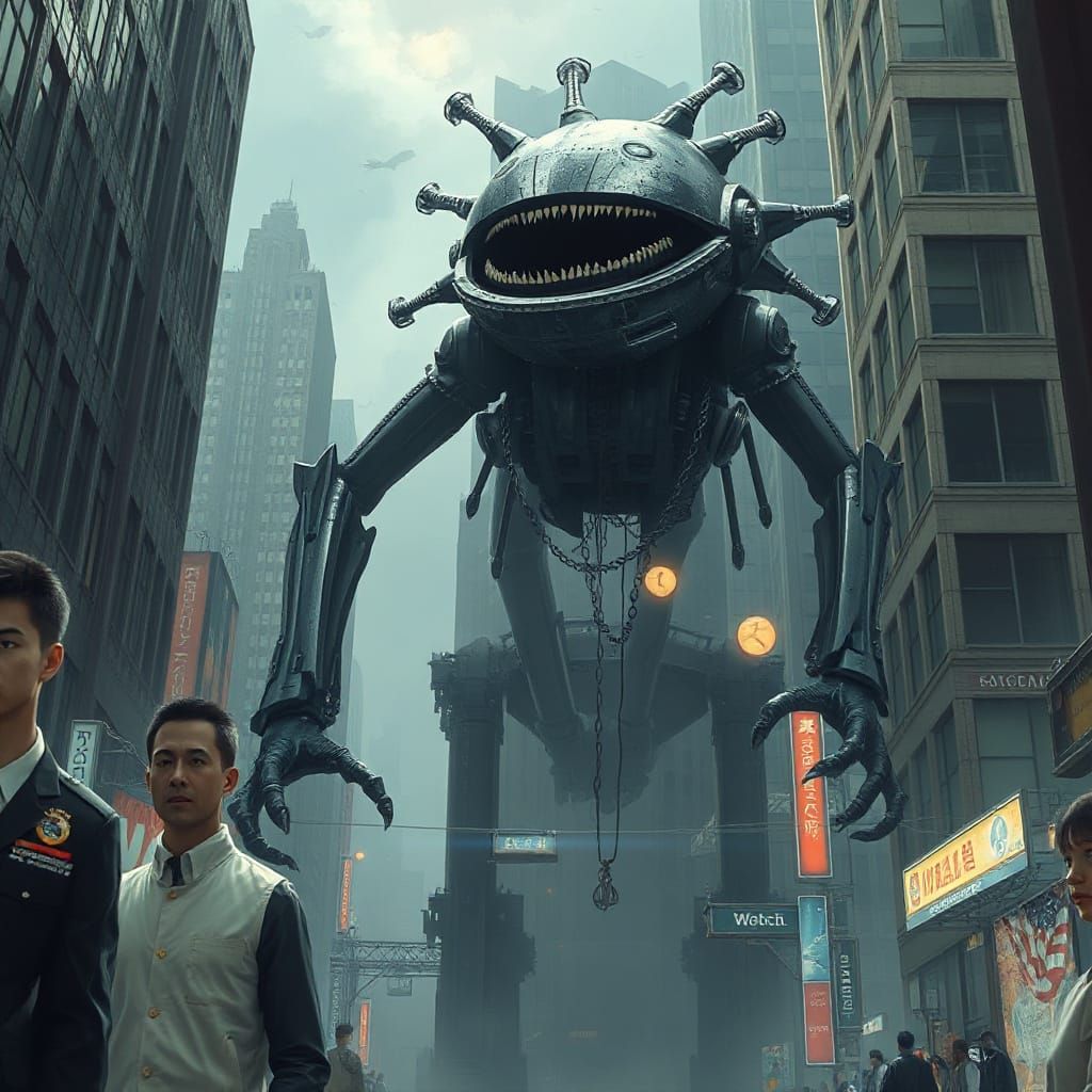 Dark Manipulative Surrealism Mechanical monster nightmare in...