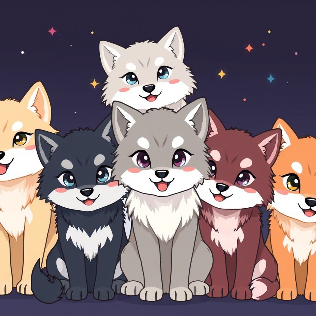 Anime Wolf Pack of Adorable Colors