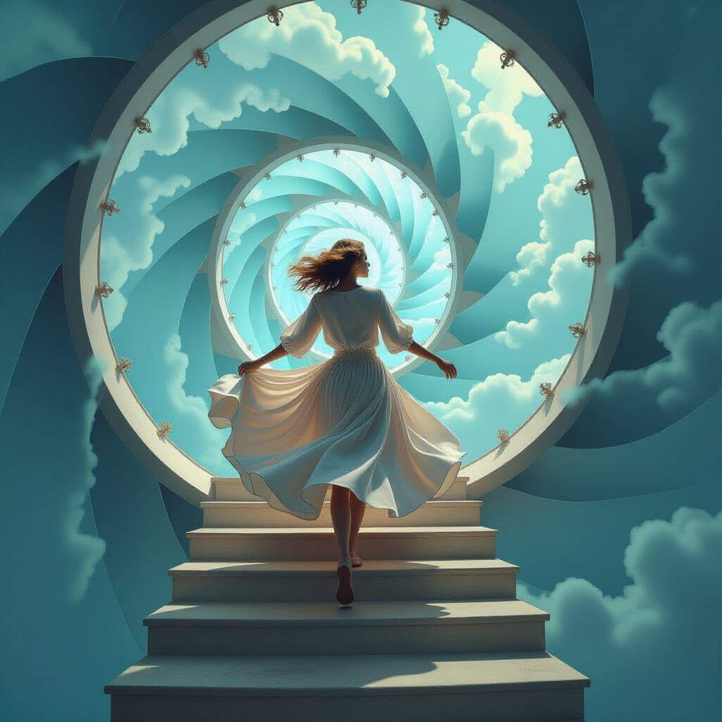 Surreal Staircase Vortex Inspired by Impossible Geometry