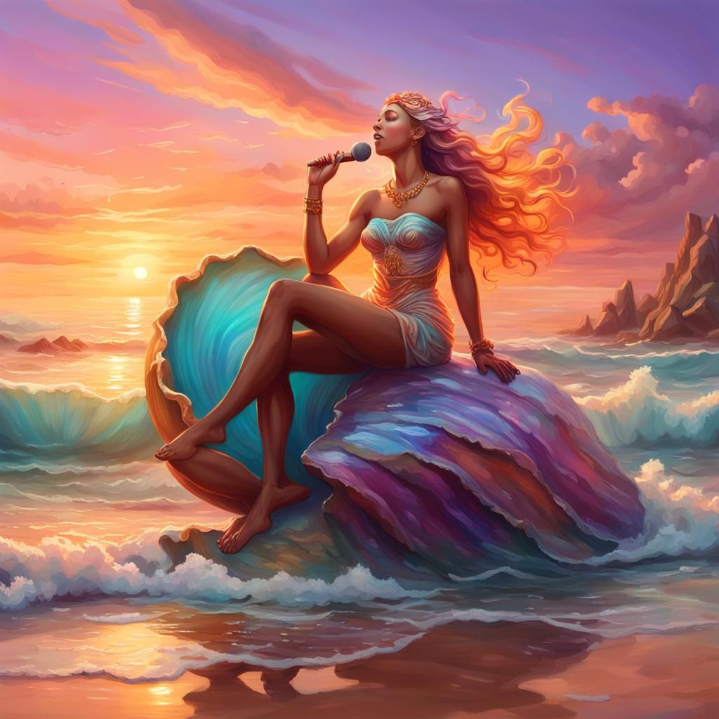 Aphrodite on a Shell: Hyperrealistic Concept Art