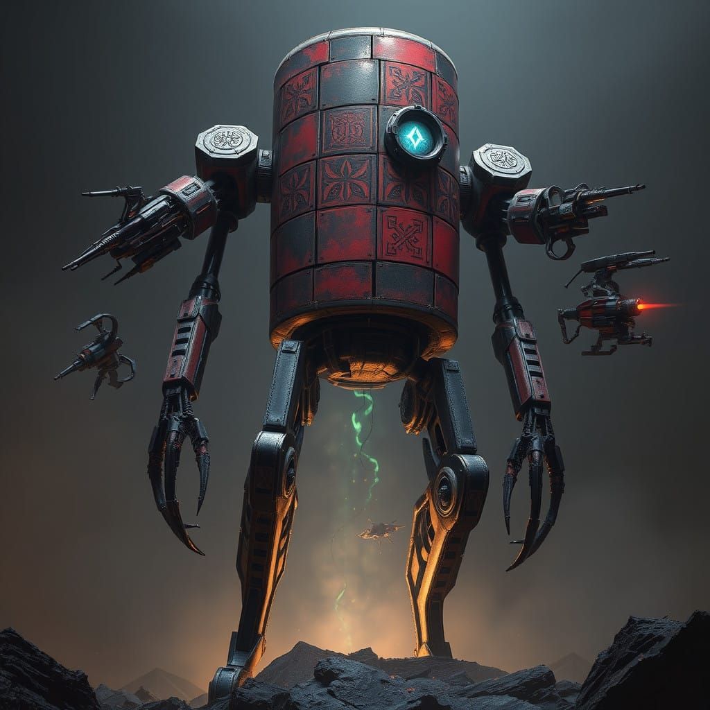 Ancient Rakatan Droid Emerges from Shadows in Industrial Fut...