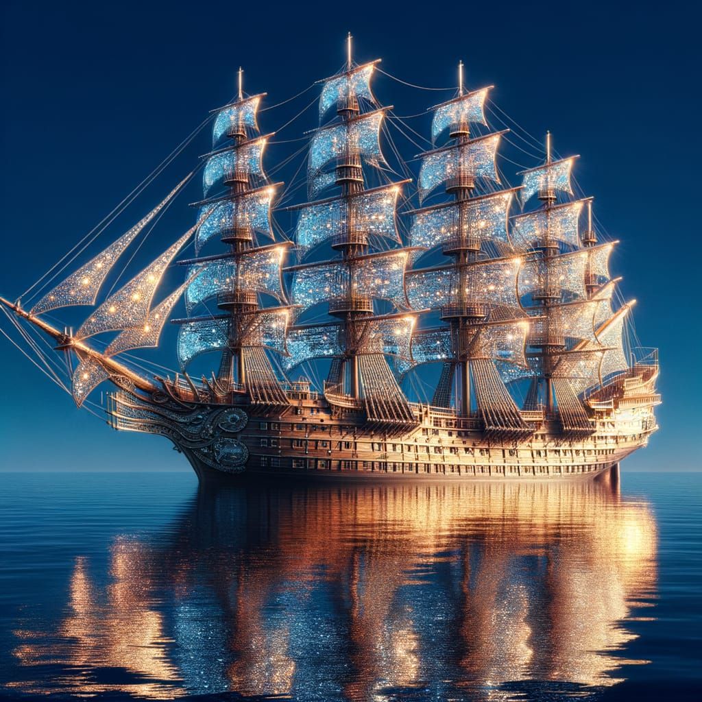 Victorian Frigate Ship of Mirrors at Sea