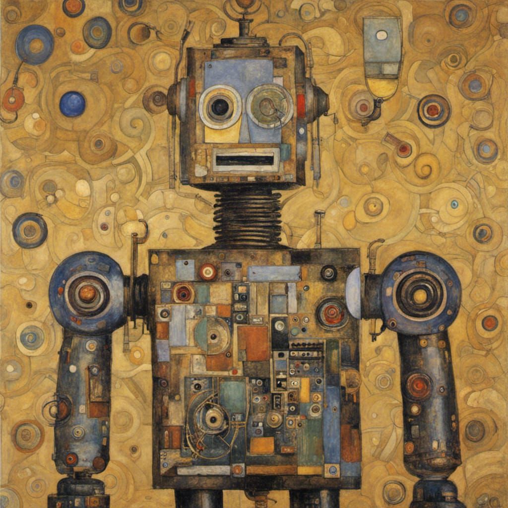 Robot in Gustav Klimt Style