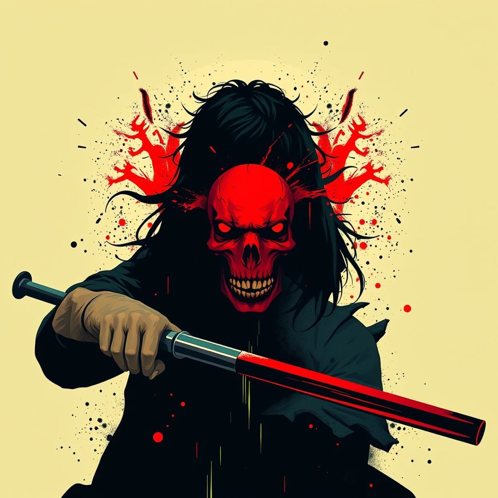 Pop Art Screen Print of Tormented Soul in Combat