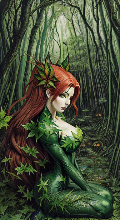 Hyperdetailed Anime Encaustic Masterpiece of Lady Swamp-Thin...