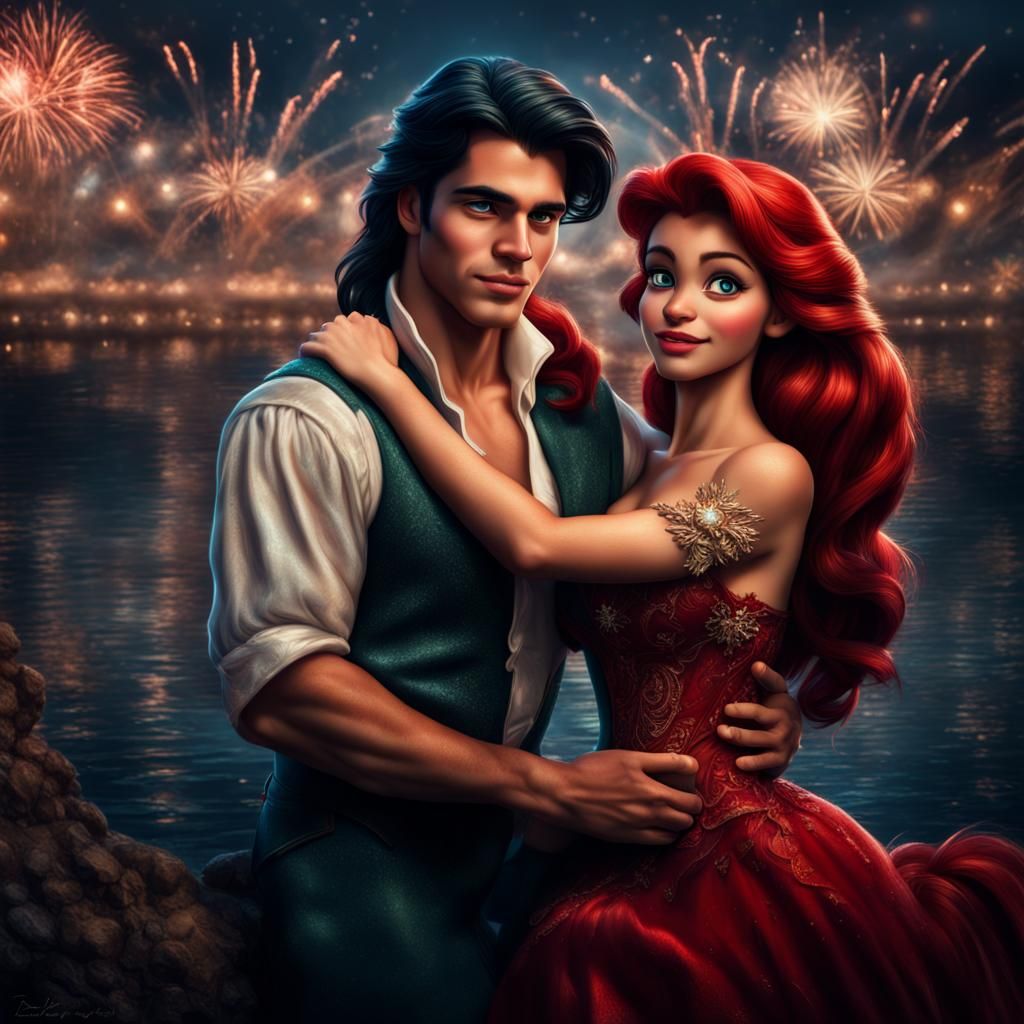 Ariel and Eric Celebrate New Year's in Hyperrealistic Style