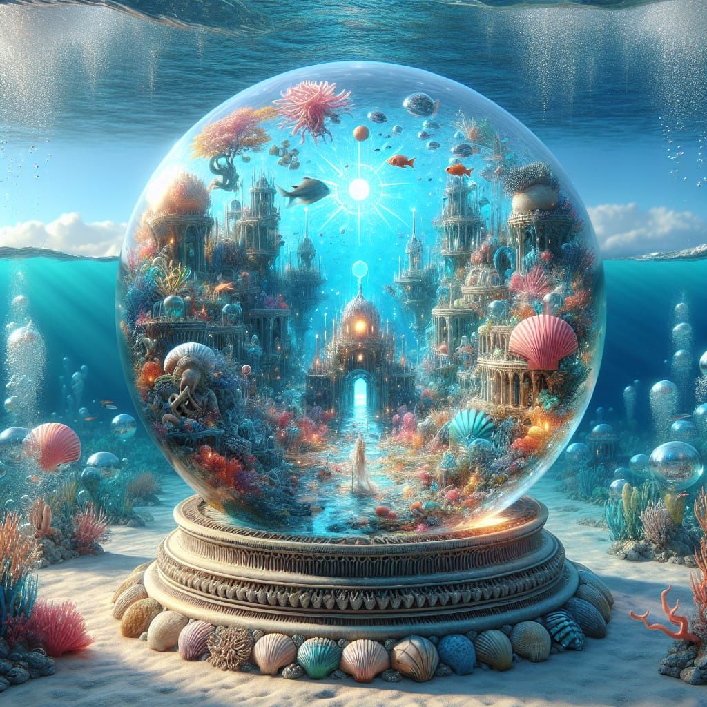 Underwater City Encased in Crystal Ball