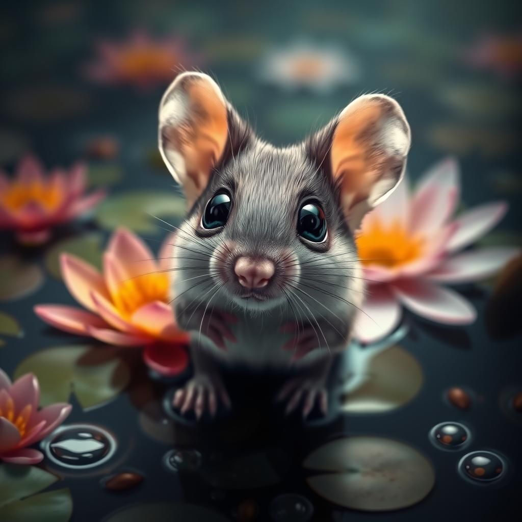 Vibrant Baby Mouse in Aquatic Setting