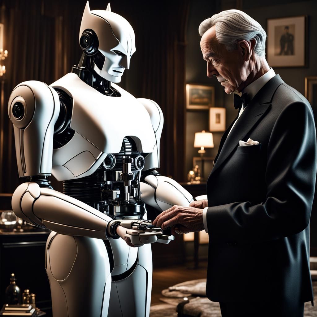 Alfred Pennyworth's Robot Butler: Hyperrealistic Creation