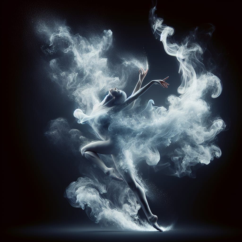 Ethereal Woman of Smoke and Ice Dancing
