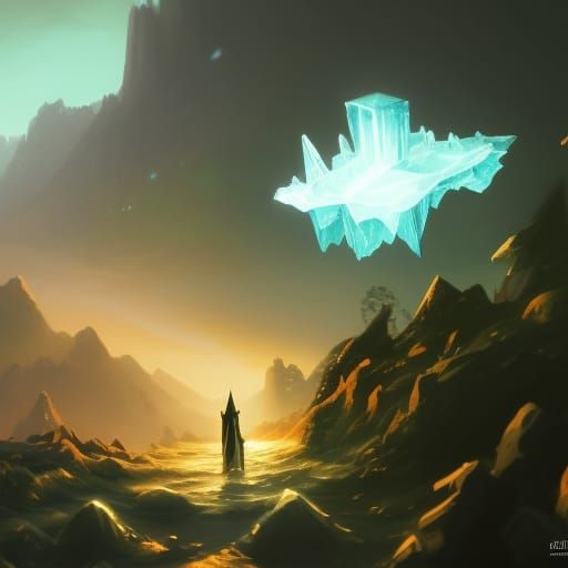 Ethereal Crystal Shard in a Surreal Landscape