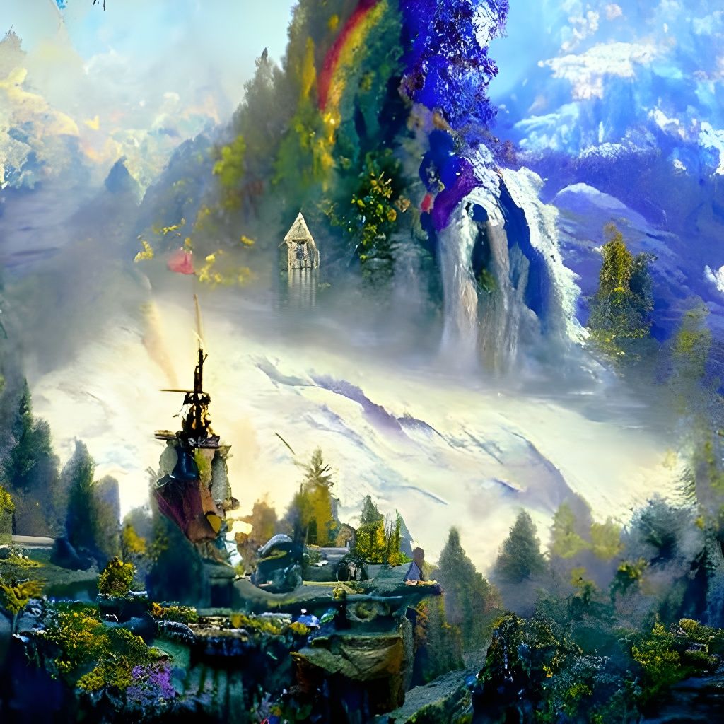 Ethereal Valhalla Landscape in Luminist Style