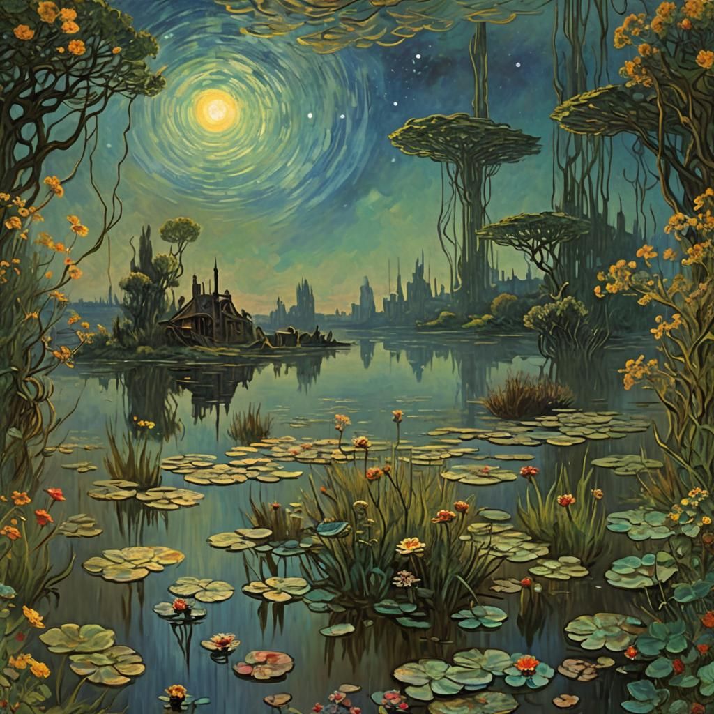 Art Nouveau Astral Landscape in Style of Monet