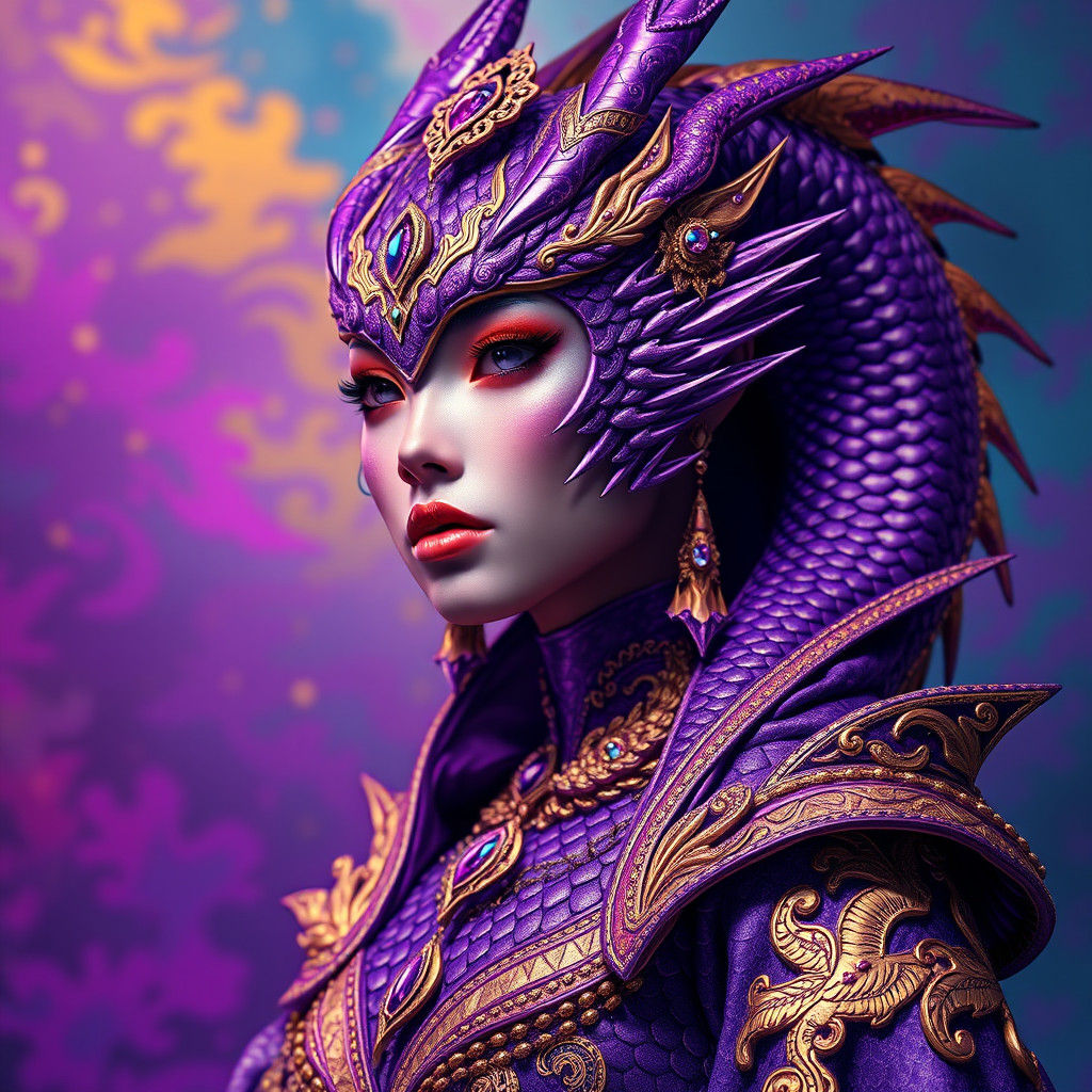 Filipino Dragon Woman Portrait in Hyper-Realistic Style