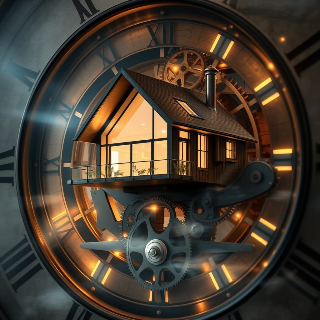 Futuristic Eco-House in Grandfather Clock Pendulum, Double E...