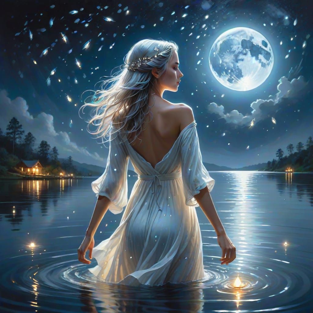 Woman Walks on Water in Fantasy Art