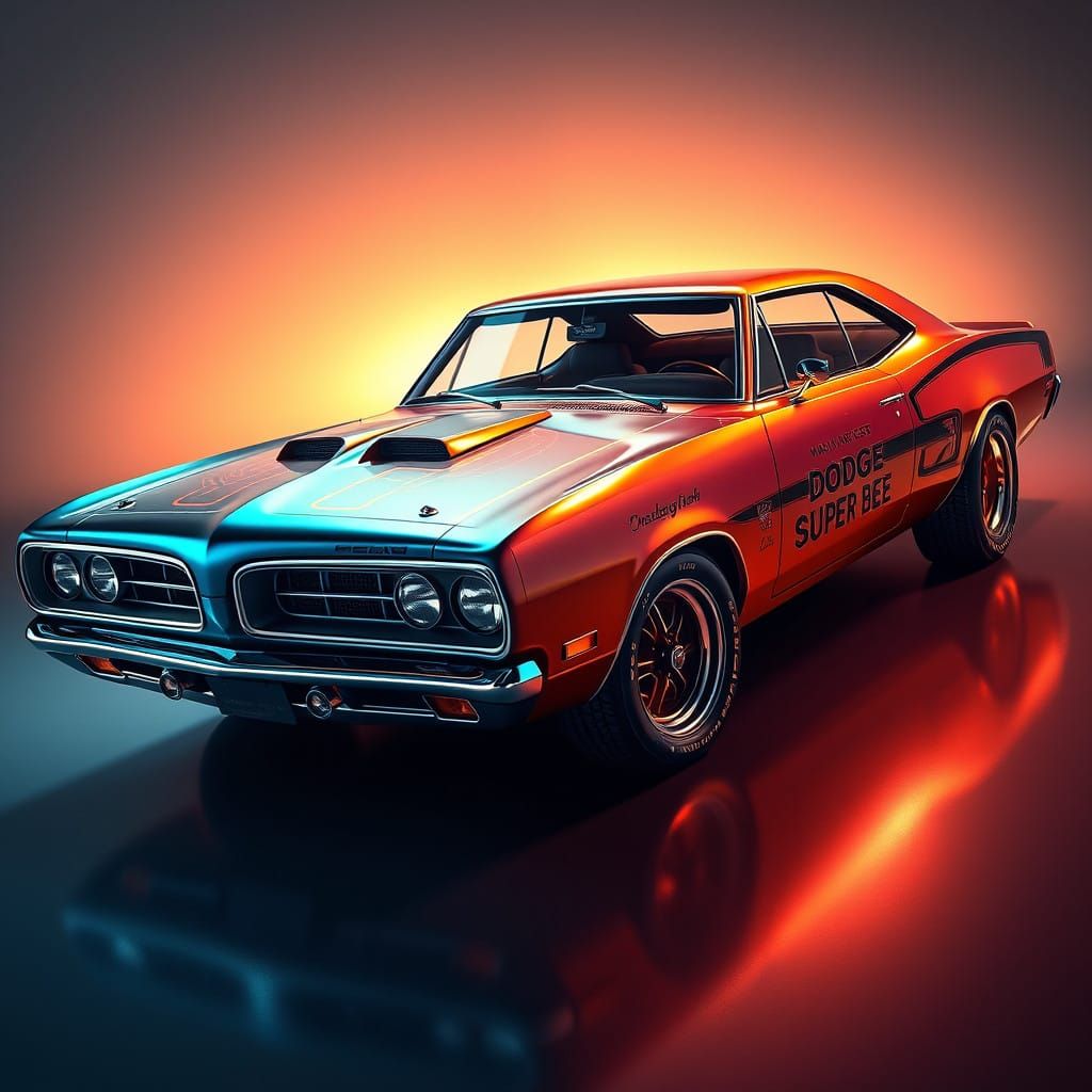 Stunning 1971 Dodge Super Bee Concept Art in Triadic Colors