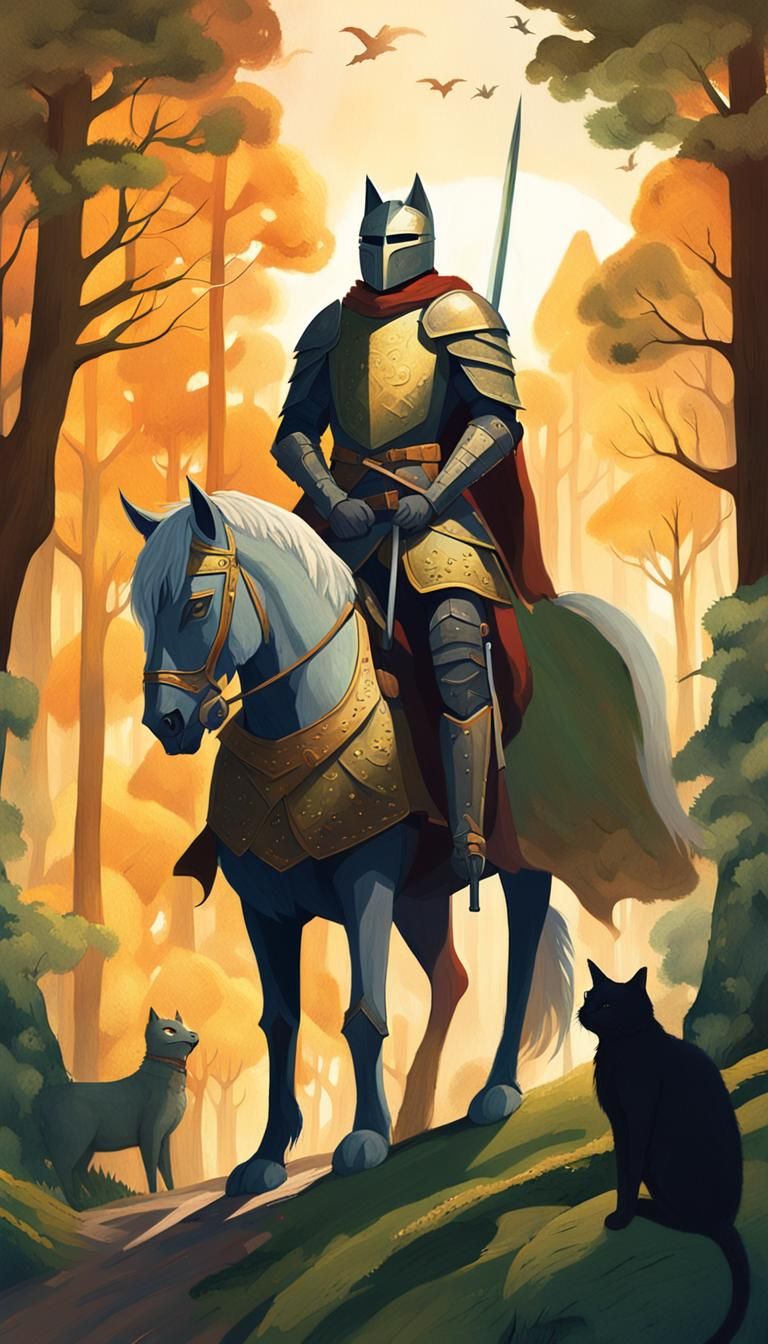 Cat Knight Arthur in Forest of Chateliande