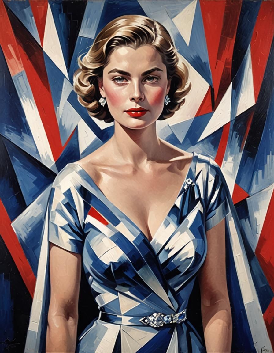 Ingrid Bergman Portrait in Abstract Cubist Style