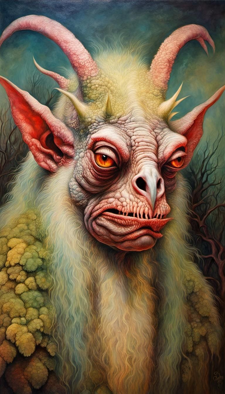 Detailed Monster Portrait in Australian Tonalism