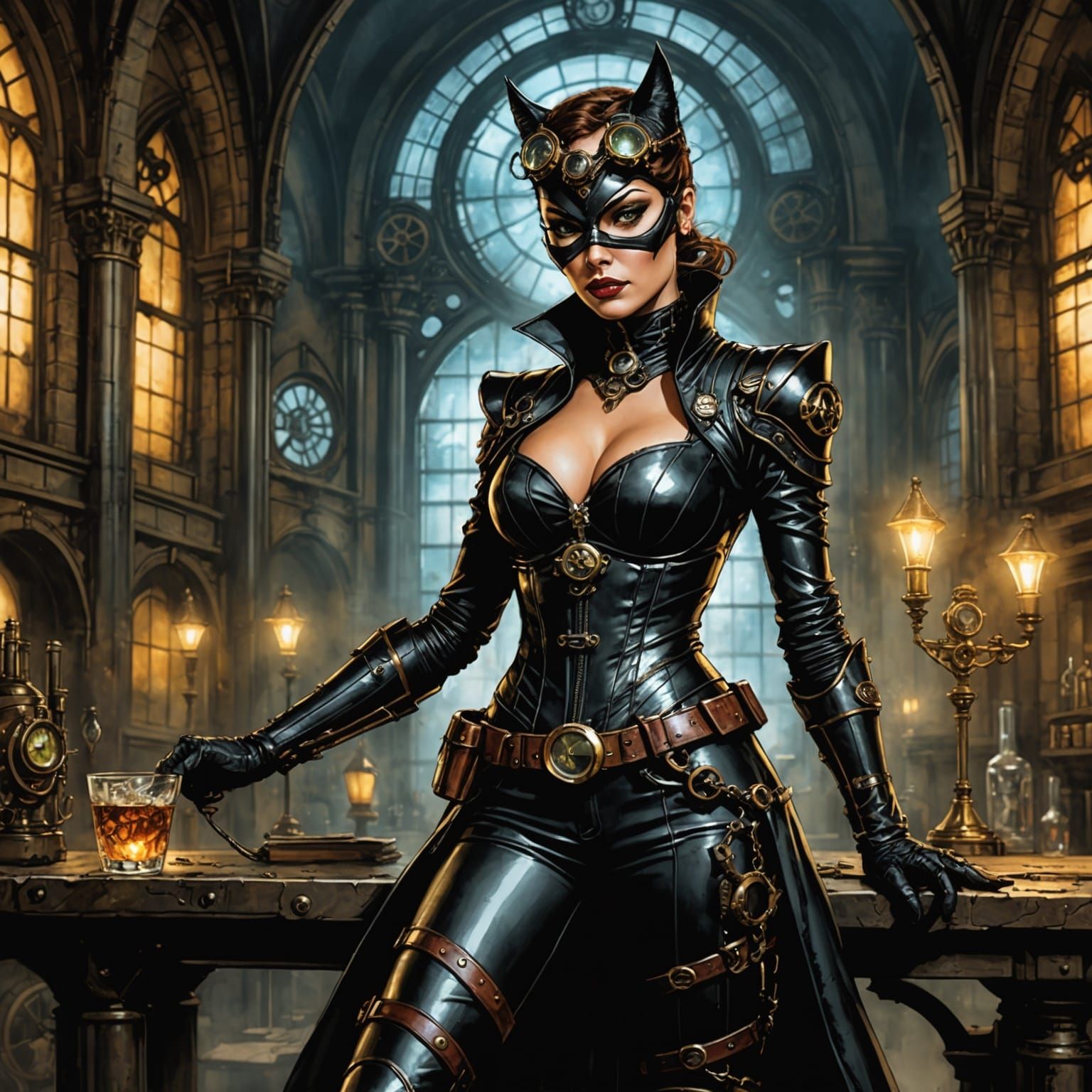 Steampunk Catwoman in Fantasycore Style