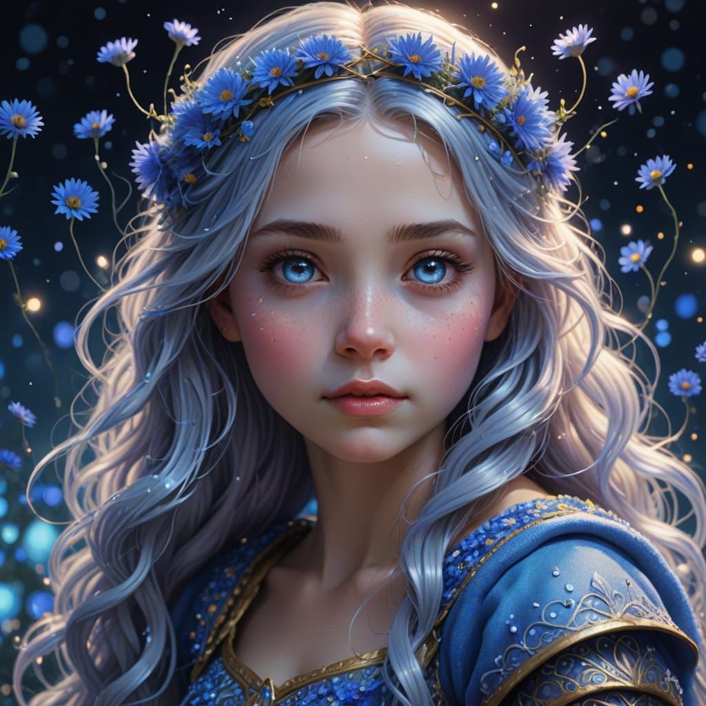 Neon Baby Girl Portrait in Photorealistic Style