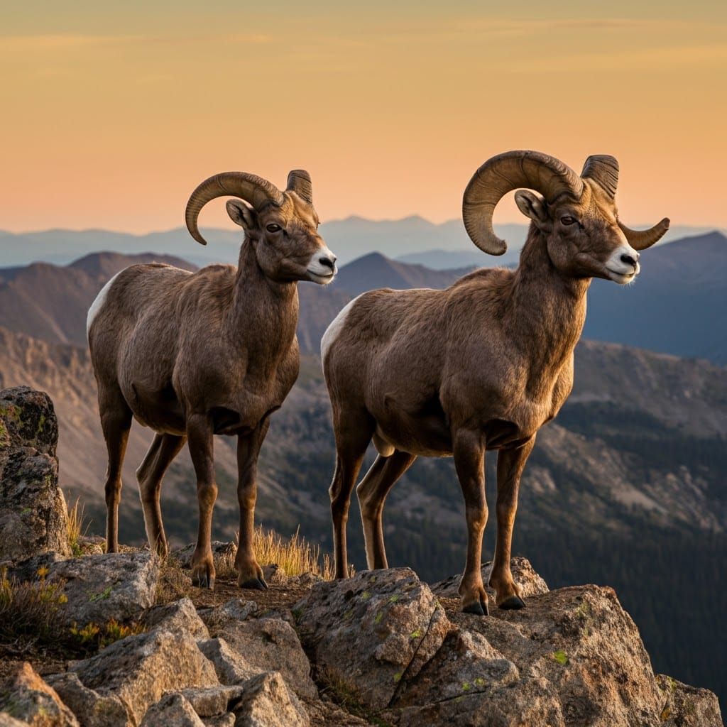 Majestic Big Horn Sheep at Sunset