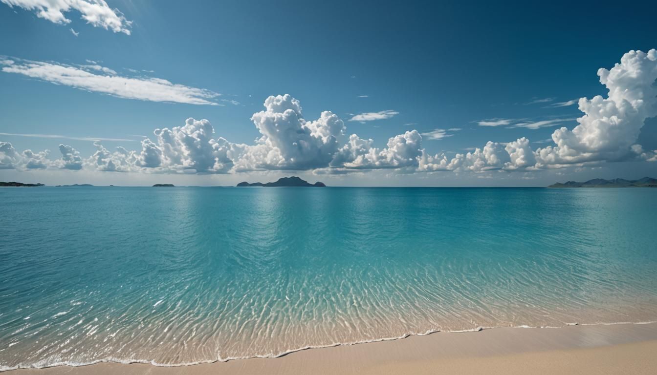 Azure Sky Meets Tranquil Waters: Photorealistic Seascape