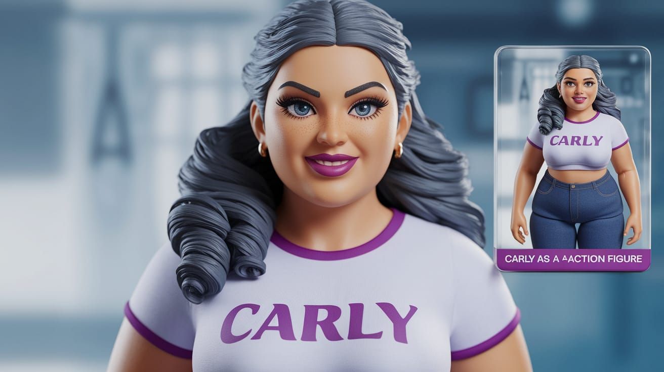 Realistic Plus-Size Action Figure in Elegant Attire